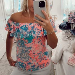 Lilly Pulitzer Ruffle Off Shoulder Top
